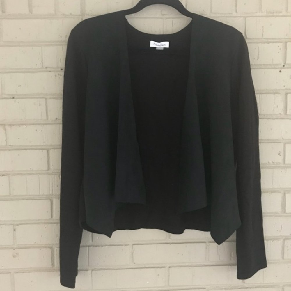 Calvin Klein Cropped Open Black Cardigan
